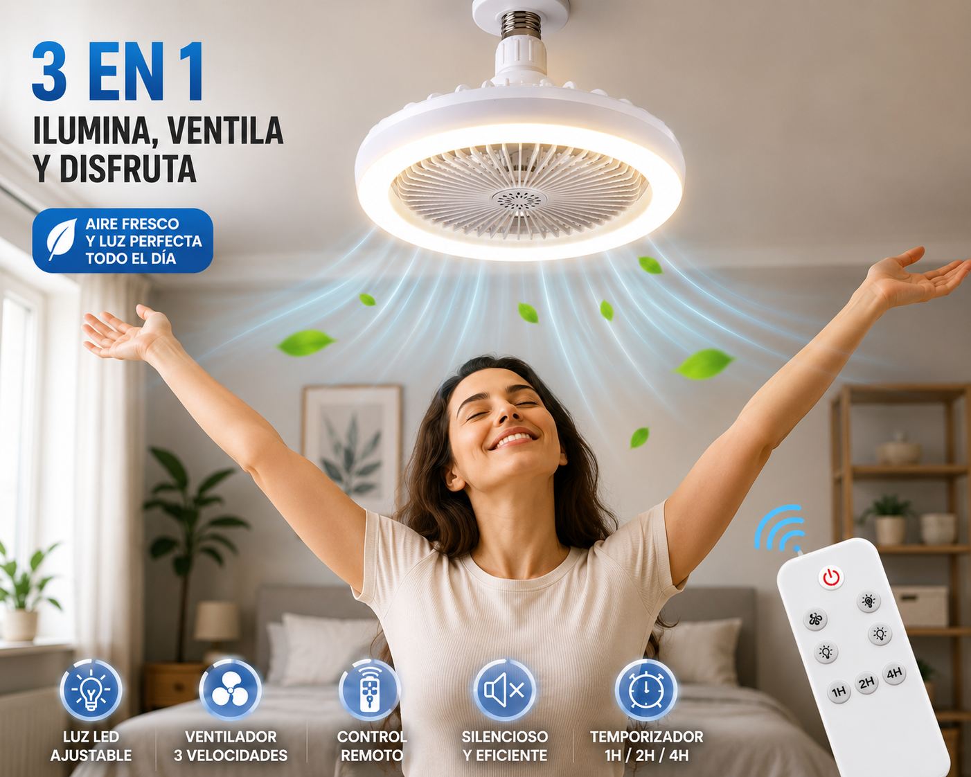 Lámpara VENTILADOR 3 EN 1