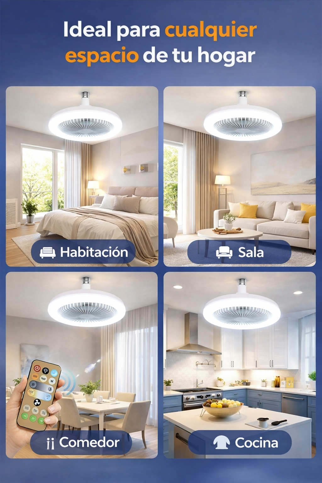 Lámpara VENTILADOR 3 EN 1
